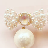 plump ribbon pink beige( earring/pierce)