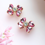 【8/23(日)21時より発売】ビジューハートリボンピアス・イヤリング/ローズピンク