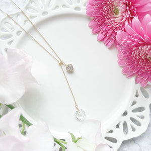 crystal heart slide ball necklace♡