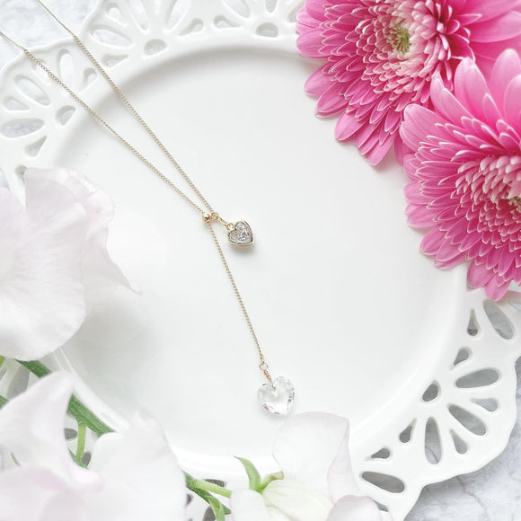 crystal heart slide ball necklace♡
