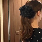 シフォンスタッズリボンバンスクリップ