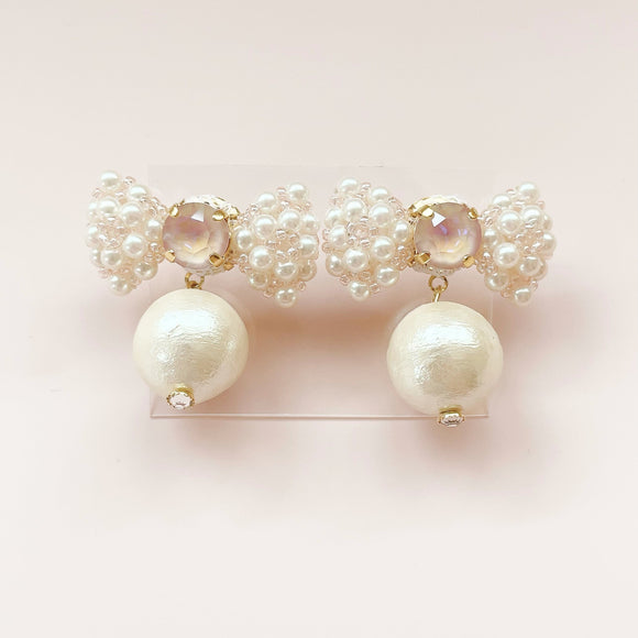 plump ribbon pink beige( earring/pierce)