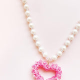 twinkle open heart  necklace♡pink