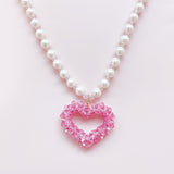 twinkle open heart  necklace♡pink