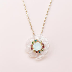 pretty flower (clear multi/necklace)