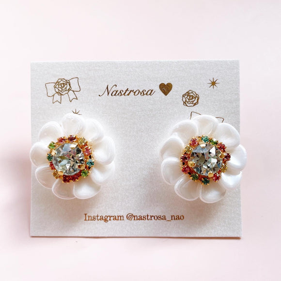 pretty flower♡white multi(earring/pierce)