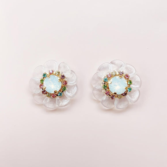 pretty flower (clear multi/pierce•earring)