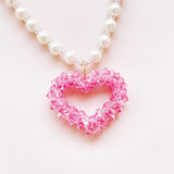 twinkle open heart  necklace♡pink