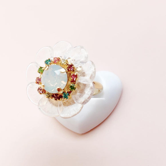 pretty flower (clear multi/ring)