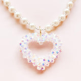 twinkle open heart  necklace♡white