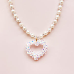 twinkle open heart  necklace♡white